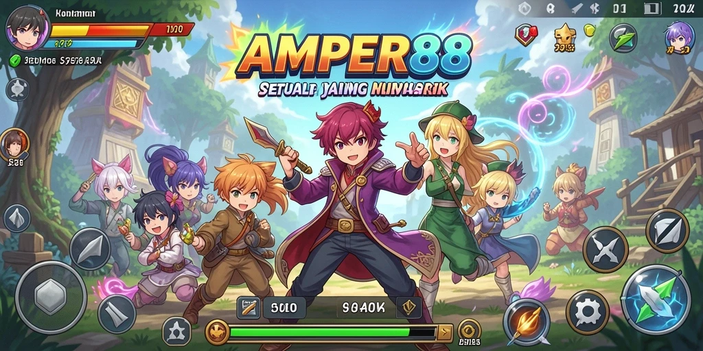 Tampilan gameplay yang dinamis dan penuh warna di AMPER88.