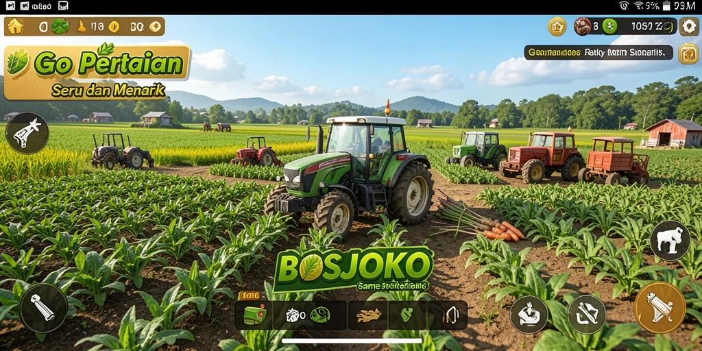 Tampilan gameplay yang menarik saat mengelola pertanian di BOSJOKO.