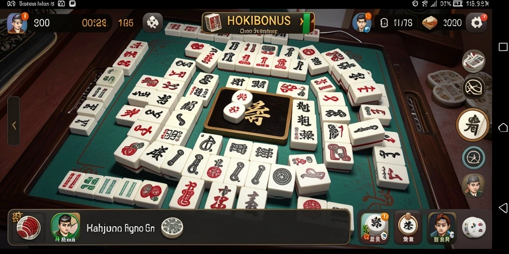 Tampilan gameplay HOKIBONUS dengan ubin Mahjong yang berwarna dan menantang.