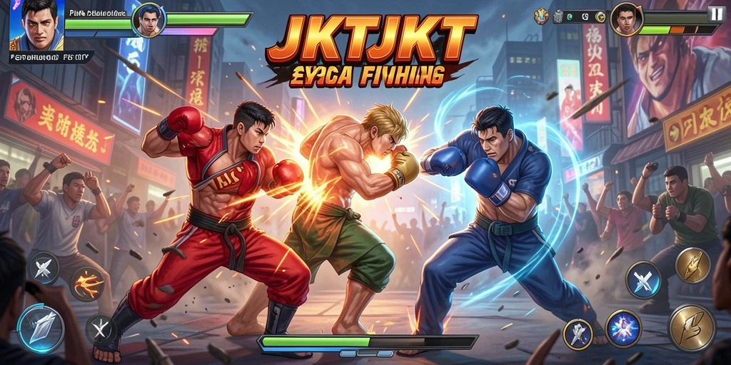 Tampilan menarik dari gameplay seru di JKTJKT saat pertarungan berlangsung.