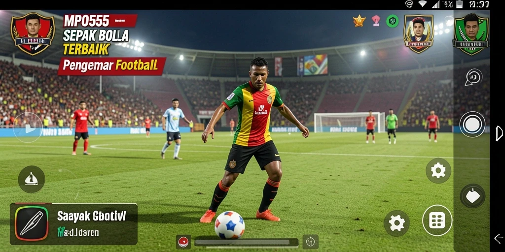 Tampilan gameplay seru di MPO555 dengan aksi sepak bola yang mendebarkan.