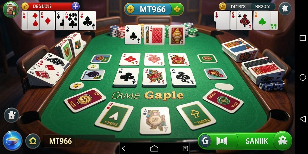 Tampilan antarmuka gameplay Gaple MT966 yang menarik.
