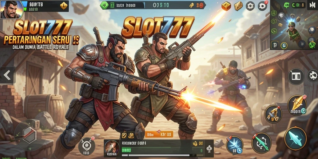Tampilan seru dari gameplay slot777 dalam suasana Battle Royale.